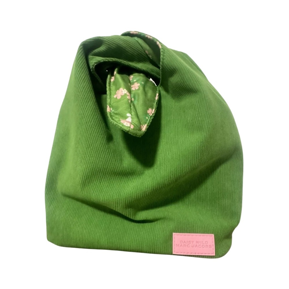 MARC JACOBS Daisy Wild Reversible Green/Pink Corduroy Tie Bag - 11 x 8 x…
